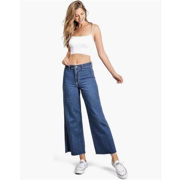 Cello Jeans Women's Juniors High Rise Wide Leg Gaucho Flare Culotte Denim size 3 - Picture 1 of 8